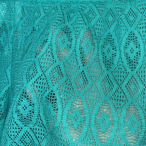 NWT crochet beach shorts lightweight see through teal swim cover up medium - Picture 6 of 10